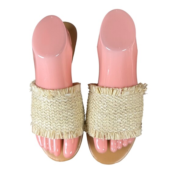 J. Crew Factory Raffia Straw Natural Slides Sandals Women's Size 8.5 - Picture 5 of 10